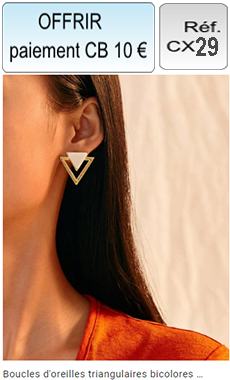 Réf: CX29 Boucles d'oreilles triangulaires bicolores