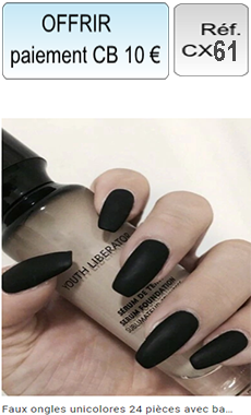 Réf: CX61 Faux ongles unicolores noir 24 pièces